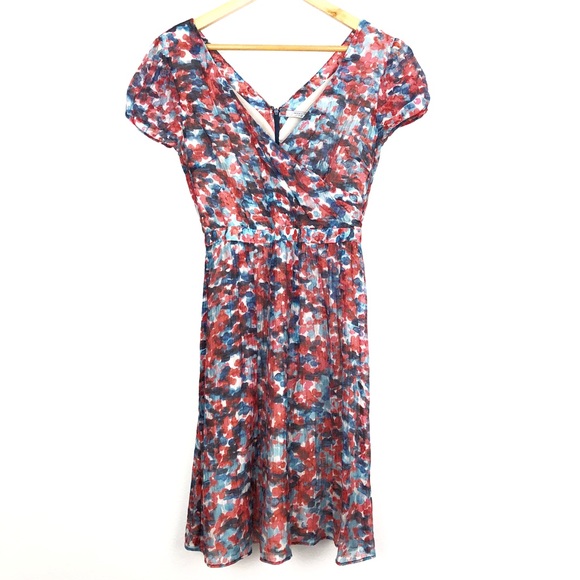 Marc New York Red Blue watercolor floral dress - Picture 2 of 8
